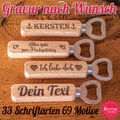 Flaschenöffner Graviert Holz Wunschgravur Geschenk personalisiert Wunsch Gravur