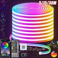 5-30M Neon LED Strip Streifen RGB Flex Schlauch diffus Lichtband Dimmbar APP DHL