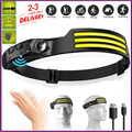 LED COB Sensor Stirnlampe Scheinwerfer Kopflampe USB Wiederaufladbar Wasserdicht