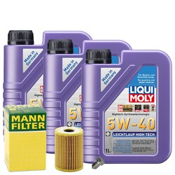 Motoröl 5W40 LIQUI MOLY High Tech 3L+MANN Ölfilter+Ölablassschraube