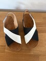 Damen Sandalen Pantoletten Schwarz/Weiß Gr. 41 mit Klettverschluss NEU