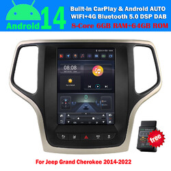 9.7" 6+64GB Android14 Autoradio GPS BT CarPlay für Jeep Grand Cherokee 2014-2022