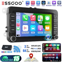 7" DAB+ 2+64G Carplay Autoradio Android 15 GPS DAB Für VW GOLF 5 6 Passat Touran