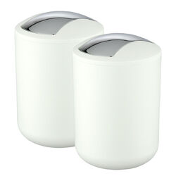 WENKO 2er Set Kosmetik Müll Abfall Eimer 2 L BRASIL weiß Schwingdeckel WC Bad