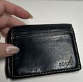 Fossil Portemonnaie Geldbörse schwarz ohne Münzfach ca.: 10,5x8x1,8 cm