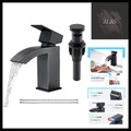 Wasserfall Wasserhahn Bad Schwarz Moderne Waschtischarmatur Edelstahl