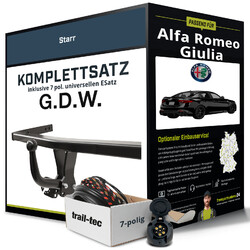 Anhängerkupplung starr für ALFA ROMEO Giulia +E-Satz AHKJetzt 10% sparen mit dem Code AKTIV