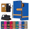 Hülle Für Apple iPhone 13 14 15 Flip Case Handy Schutz Tasche Klapp Denim Leder