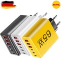 65W USB-C 3-fach Schnellladegerät 2x USB-C 1x USB Charger Mehrfach Stecker