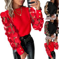 Damen Blumen Langarm Shirt Party Bluse Oberteile Freizeit Hemd Business T-Shirt