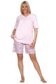 Damen Shorty Pyjama mit Knopfleiste, Uni Oberteil, Hose Allover, 71962