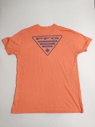 COLUMBIA PFG Herren orange Performance Angelausrüstung T-Shirt Rückseite Logo Grafik L