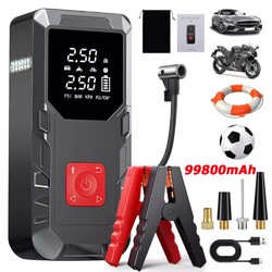 Auto Starthilfe Jump Starter Ladegerät Powerbank KFZ mit Luftkompressor LED USB