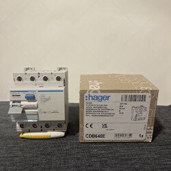 Hager CDB640E Fehlerstromschutzschalter, FI-Schalter 4-polig 10kA 40A 30mA Typ B