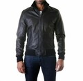 Herren Authentisch 100 % Echt Lammleder Leder Schwarz Bomber Retro Biker Jacke