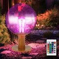 Stehleuchte Außenlampe Sockelleuchte RGB LED Fernbedienung dimmbar Glaskugel Alu