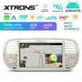 7" 4G+64GB Autoradio Android 14 Octa Kern LTE 4G GPS Navi CarPlay Für Fiat 500