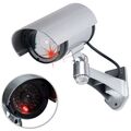 SECURITY CCD Kamera m. blinkender LED Safe Alarm Dummy Anlage Außenkamera Silber