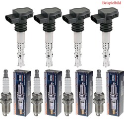 4x DELPHI Zündspule + BERU Zündkerze für VW EOS 1F7 1F8 2.0 TFSI Seat Leon 1P1