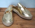 Bohemian Espadrilles Mules Schläppchen Pantolette Sabots Slipper Gold Natur Neu