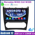 6+128G 8 Core Android12 Autoradio Carplay Für Mercedes W203 CLK W209 GPS Navi 4G