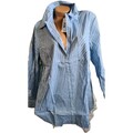 Sheego Bluse Tunika Hellblau Langarm gestreift mit Knöpfen Gr. 44 bis 52 (0 903)