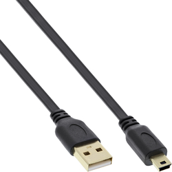 InLine® USB 2.0 Flachkabel USB A Stecker zu Mini-B Stecker (5pol.) schwarz 0,3m