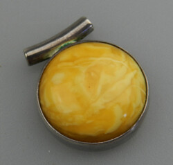 Hochwertiger 925er Silber Designer Anhänger mit Bernstein in Butterscotch
