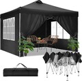 Pavillon Wasserdicht 3x3 Meter Faltpavillon Pop Up Partyzelt mit 4 Seitenteilen,