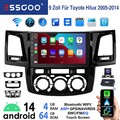 DAB+ 4+64G Für Toyota Hilux 2005-14 Autoradio CarPlay Android 14 GPS Navi Kamera