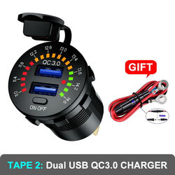 12V QC 3.0 PD USB Auto KFZ Steckdose Dual USB Ladegerät Buchse Dose KFZ Einbau