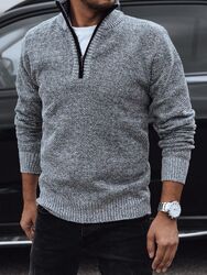 Herren Pullover Strickpullover Basic Zipp Sweater Stehkragen Sweatshirt DSTREET