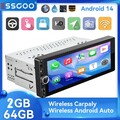 6.86" Autoradio 64G 1 DIN Android 14 GPS USB WiFi RDS BT AM FM KAM Apple Carplay