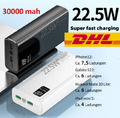 Powerbank Externe Ladegerät Batterie Zusatz Akku 30000mAh 22,5W PD schnell Laden