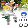 Garten Doppel Wasserhahn 1/2, 3/4 Zoll Anschluss Kugelhahn Messing Auslaufhahn
