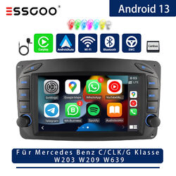 Carplay Autoradio Bluetooth Für Mercedes Benz C/CLK Klasse W203 W209 Android 13