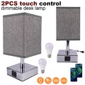 2er Set Tischlampe mit 2 USB-Ladefunktion Touch Dimmbar Nachttischlampe Moderne