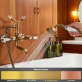 Antiker Messing Badewannenarmatur Duschset Handbrause Wasserhahn mit Zwei Griffe