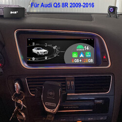 DAB+ KAM Carplay Android 14 Autoradio 8-Kern 6+128G GPS Für Audi Q5 8R 2009-2016