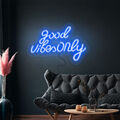LED Leuchtschild - Good Vibes Only - Blau - 420x240mm | GGM Gastro