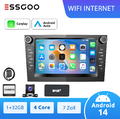 DAB+ Android 14 Carplay 32G Autoradio Navi Kam Für Opel Astra H Corsa C D Zafira