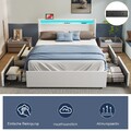 Boxspringbett Polsterbett 140x200cm Doppelbett LED Stauraumbett mit Ladefunktion