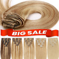 Echthaar Clip In Extensions Remy Haar HaarverlÃ¤ngerung 8 Tressen Set 30-60cm DE