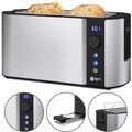 Balter Toaster 4 Scheiben Langschlitz Edelstahl Brötchenaufsatz LCD 1500W Silber