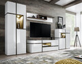 Wohnwand Anbauwand Wohnzimmer Schrankwand CROSS mit Hochglanz Led und Push Click