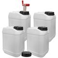 plasteo 4x 10 Liter Kanister mit großer Öffnung Ø 75 mm und 1x AFT-Hahn