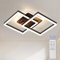 LED Deckenlampe 40W Dimmbar Vintage Geometrisch Schwarz+Holz  Fernbedienung