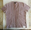 JUST CAVALLI LEDER LOGO V-AUSSCHNITT T-SHIRT NÄHTE GEWEBT ALTROSA SLIM FIT 