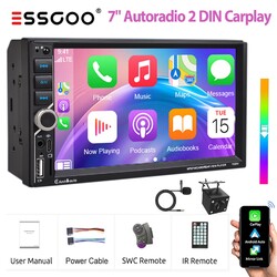 Doppel 2 DIN Autoradio MIC CAM 7'' Wireless Apple Carplay Android Auto Bluetooth