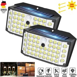 2 Stk.132 LED Solarlampe Strahler Solarleuchte mit Bewegungsmelder Außen Sensor